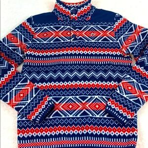 Vineyard Vines Fair Isle Snap Placket Fleece Pullover Sweatshirt